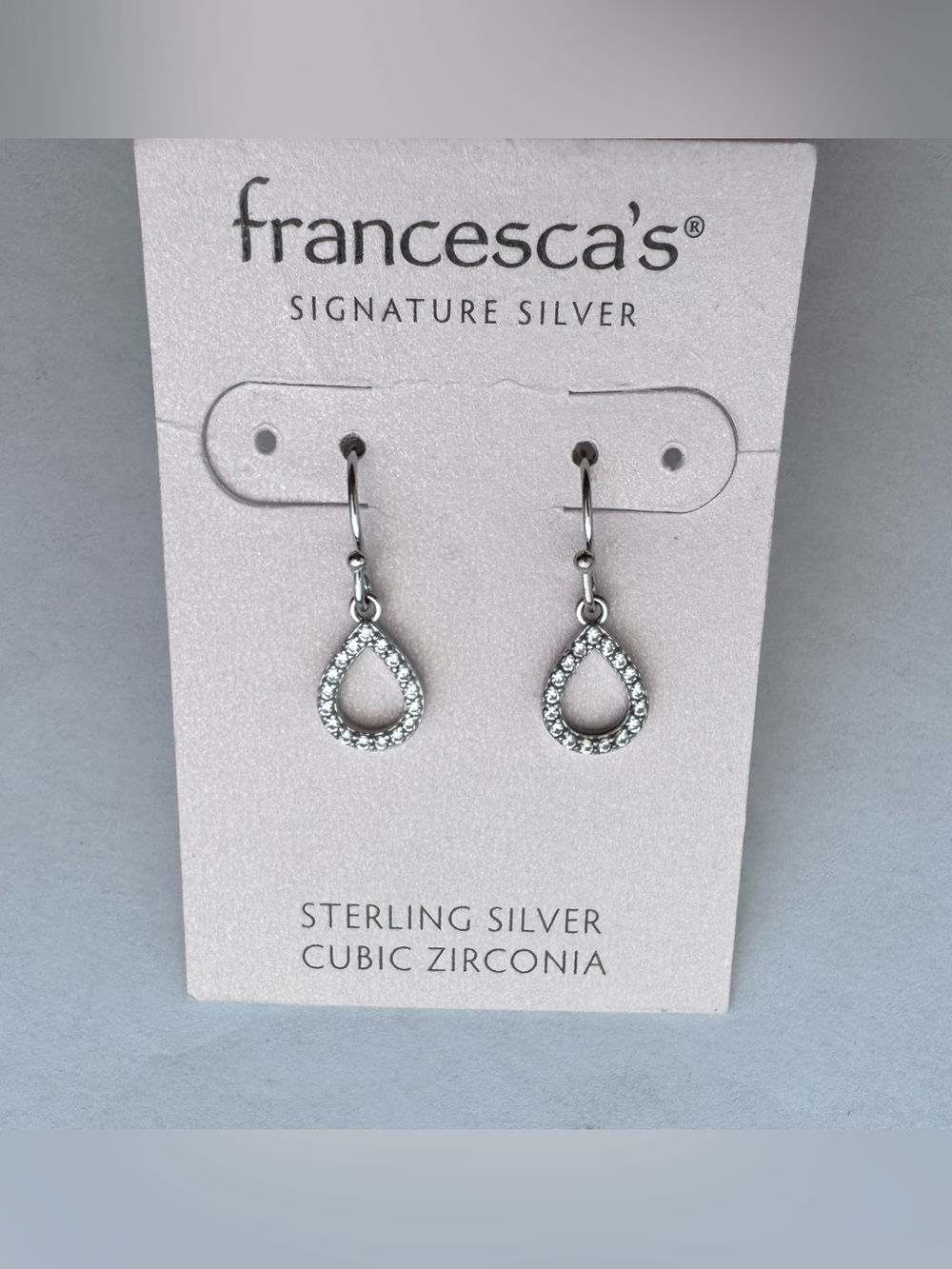 NWT Francesca’s Sterling Silver Pave Teardrop Earrings